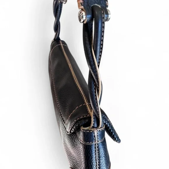 Vintage COLE HAAN Black Pebbled Leather Village Purse SP06 w/ Baseball Stitch! - Picture 16 of 16